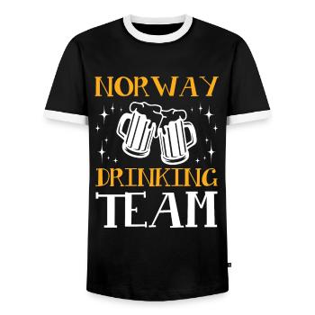 Norway Drinking Team - Men's Ringer Shirt - black/white - Front - AI Model Female 172 light (172cm) & AI Model Male 178 light (178cm)