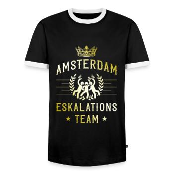 Amsterdam Escalation - Men's Ringer Shirt - black/white - Front - AI Model Female 172 light (172cm) & AI Model Male 178 light (178cm)