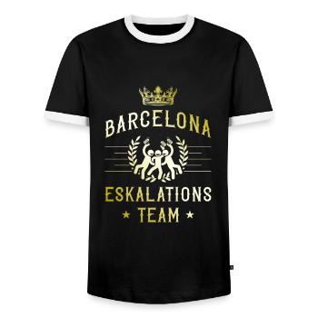 Barcelona Escalation - Men's Ringer Shirt - black/white - Front - AI Model Female 172 light (172cm) & AI Model Male 178 light (178cm)