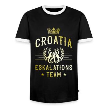 Croatia escalation - Men's Ringer Shirt - black/white - Front - AI Model Female 172 light (172cm) & AI Model Male 178 light (178cm)