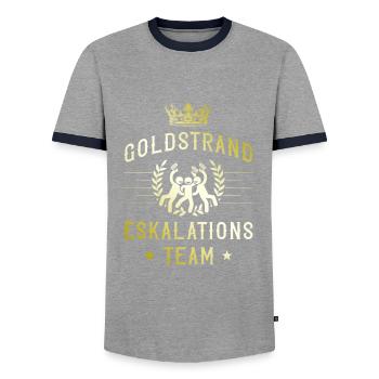 Golden Sands escalation - Men's Ringer Shirt - grey/navy  - Front - AI Model Female 172 light (172cm) & AI Model Male 178 light (178cm)