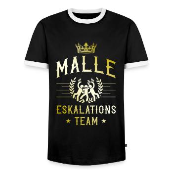 Malle Escalation - Men's Ringer Shirt - black/white - Front - AI Model Female 172 light (172cm) & AI Model Male 178 light (178cm)