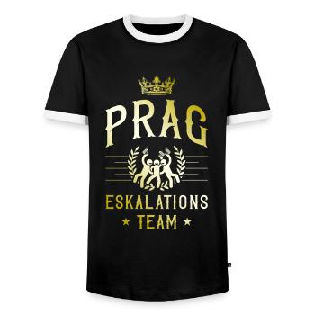 Prague escalation - Men's Ringer Shirt - black/white - Front - AI Model Female 172 light (172cm) & AI Model Male 178 light (178cm)
