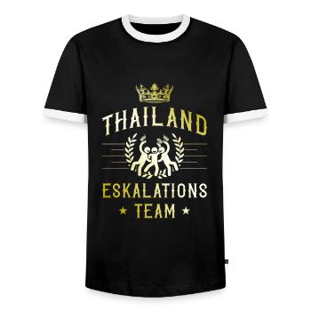 Thailand Escalation - Men's Ringer Shirt - black/white - Front - AI Model Female 172 light (172cm) & AI Model Male 178 light (178cm)