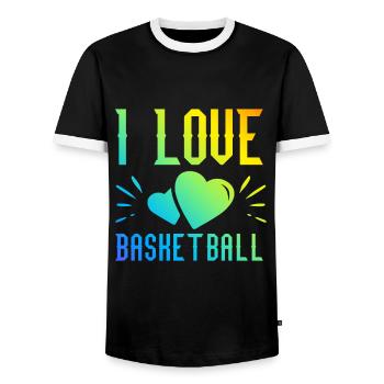Ich liebe Basketball - Männer Kontrast-T-Shirt - Schwarz/Weiß - Vorne - AI Model Female 172 light (172cm) & AI Model Male 178 light (178cm)