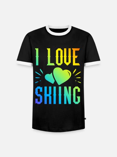 I love skiing - Men's Ringer Shirt - black/white
