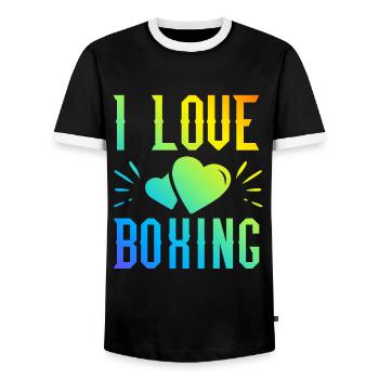Ich liebe Boxen - Männer Kontrast-T-Shirt - Schwarz/Weiß - Vorne - AI Model Female 172 light (172cm) & AI Model Male 178 light (178cm)