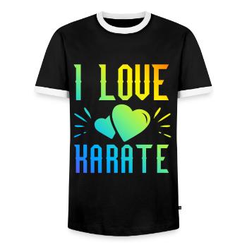 Ich liebe Karate - Männer Kontrast-T-Shirt - Schwarz/Weiß - Vorne - AI Model Female 172 light (172cm) & AI Model Male 178 light (178cm)