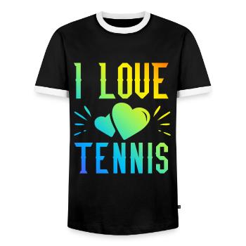 Ich liebe Tennis - Männer Kontrast-T-Shirt - Schwarz/Weiß - Vorne - AI Model Female 172 light (172cm) & AI Model Male 178 light (178cm)