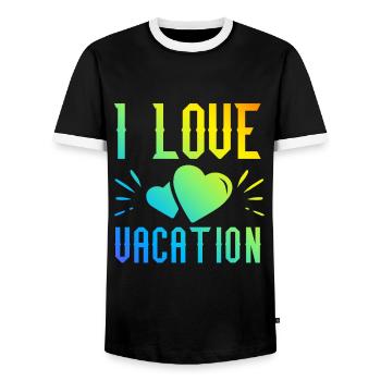 I love holidays - Men's Ringer Shirt - black/white - Front - AI Model Female 172 light (172cm) & AI Model Male 178 light (178cm)