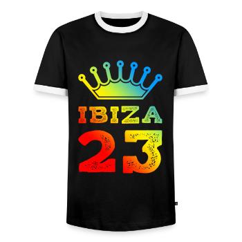 Ibiza 23 Trikot 2023 - Männer Kontrast-T-Shirt - Schwarz/Weiß - Vorne - AI Model Female 172 light (172cm) & AI Model Male 178 light (178cm)