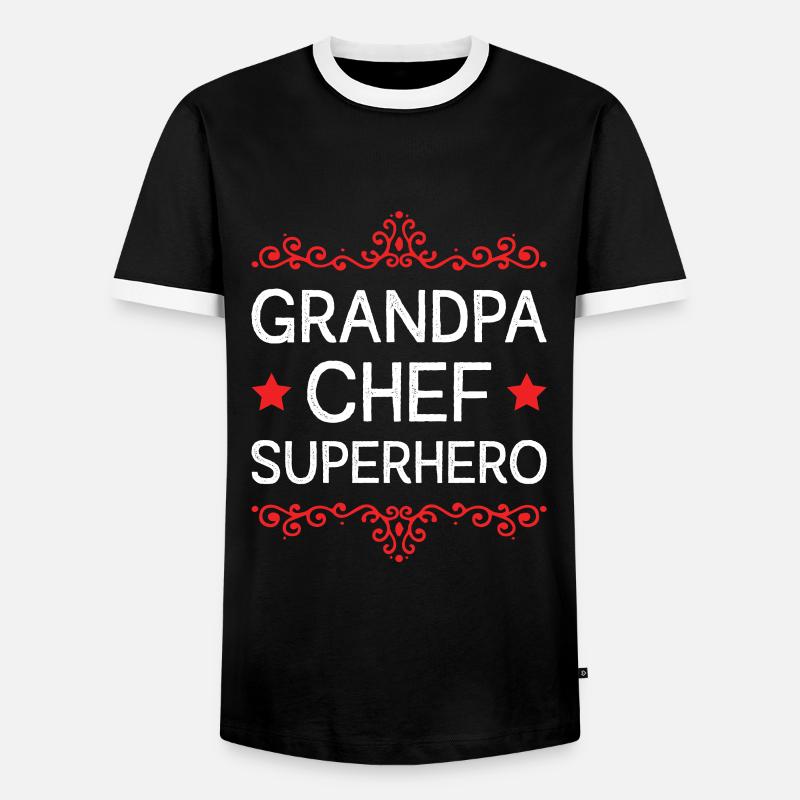 Opa Chef Superheld - Männer Kontrast-T-Shirt - Schwarz/Weiß