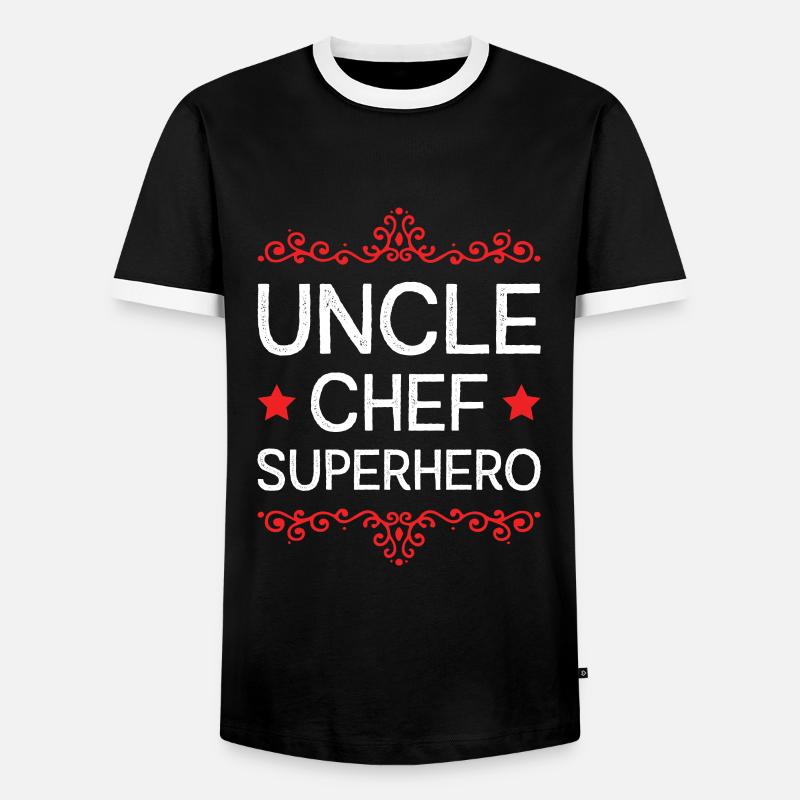 Onkel Chef Superheld - Männer Kontrast-T-Shirt - Schwarz/Weiß