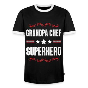 Grand-père Super-héros - T-shirt contrasté Homme - noir/blanc - Devant - AI Model Female 172 light (172cm) & AI Model Male 178 light (178cm)