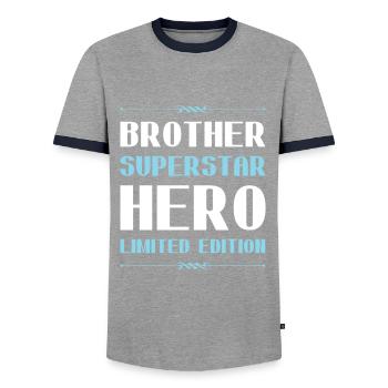 Bruder Limited Edition Spruch - Männer Kontrast-T-Shirt - Grau/Navy  - Vorne - AI Model Female 172 light (172cm) & AI Model Male 178 light (178cm)