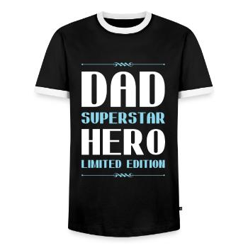 Papa Limited Edition Dad Vater - Men's Ringer Shirt - black/white - Front - AI Model Female 172 light (172cm) & AI Model Male 178 light (178cm)