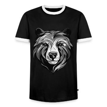 Polar Bear Portrait Polar Bear - Men's Ringer Shirt - black/white - Front - AI Model Female 172 light (172cm) & AI Model Male 178 light (178cm)