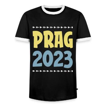 Prague 2023 - T-shirt contrasté Homme - noir/blanc - Devant - AI Model Female 172 light (172cm) & AI Model Male 178 light (178cm)