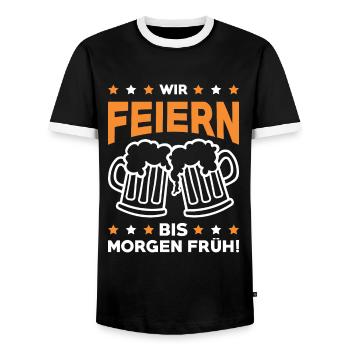 bier feiern - Männer Kontrast-T-Shirt - Schwarz/Weiß - Vorne - AI Model Female 172 light (172cm) & AI Model Male 178 light (178cm)