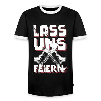 bier feiern - Männer Kontrast-T-Shirt - Schwarz/Weiß - Vorne - AI Model Female 172 light (172cm) & AI Model Male 178 light (178cm)