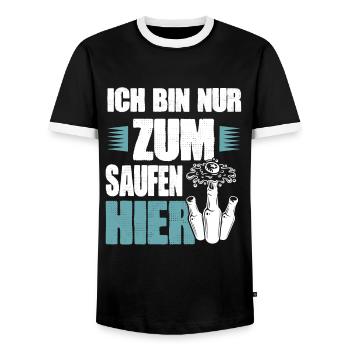 bier saufen - Männer Kontrast-T-Shirt - Schwarz/Weiß - Vorne - AI Model Female 172 light (172cm) & AI Model Male 178 light (178cm)