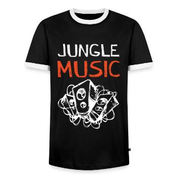Jungle Music - Men's Ringer Shirt - black/white - Front - AI Model Female 172 light (172cm) & AI Model Male 178 light (178cm)