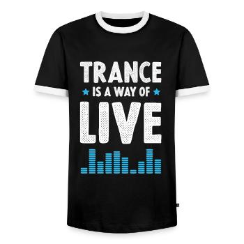 Trance Music - Men's Ringer Shirt - black/white - Front - AI Model Female 172 light (172cm) & AI Model Male 178 light (178cm)