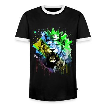 Löwe Krone Symbol Portait - Männer Kontrast-T-Shirt - Schwarz/Weiß - Vorne - AI Model Female 172 light (172cm) & AI Model Male 178 light (178cm)