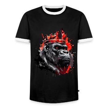 Gorilla Crown King Animal - Men's Ringer Shirt - black/white - Front - AI Model Female 172 light (172cm) & AI Model Male 178 light (178cm)