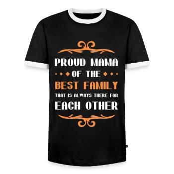 Stolze Mama Spruch Familie - Männer Kontrast-T-Shirt - Schwarz/Weiß - Vorne - AI Model Female 172 light (172cm) & AI Model Male 178 light (178cm)