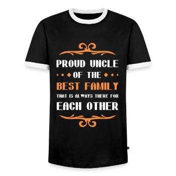 Proud Uncle Saying Family - Men's Ringer Shirt - black/white - Front - AI Model Female 172 light (172cm) & AI Model Male 178 light (178cm)