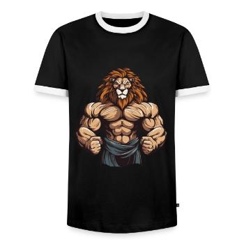 Muscles Lion Musculation - T-shirt contrasté Homme - noir/blanc - Devant - AI Model Female 172 light (172cm) & AI Model Male 178 light (178cm)