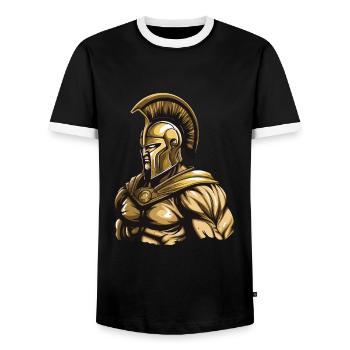 Spartan Gladiator Muscles Bodybuilding - Men's Ringer Shirt - black/white - Front - AI Model Female 172 light (172cm) & AI Model Male 178 light (178cm)