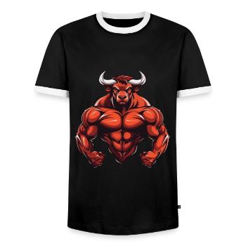 Bull Bull Musculation Muscles - T-shirt contrasté Homme - noir/blanc - Devant - AI Model Female 172 light (172cm) & AI Model Male 178 light (178cm)