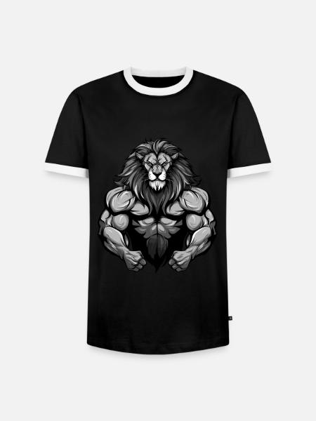 Lion Muscles Workout Gym - Men's Ringer Shirt - black/white