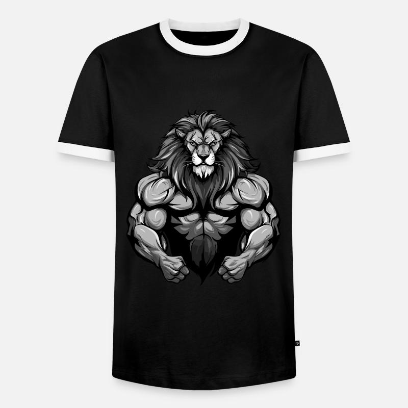 Lion Muscles Workout Gym - Men's Ringer Shirt - black/white