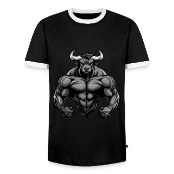 Bull Bull Musculation Muscles - T-shirt contrasté Homme - noir/blanc - Devant - AI Model Female 172 light (172cm) & AI Model Male 178 light (178cm)