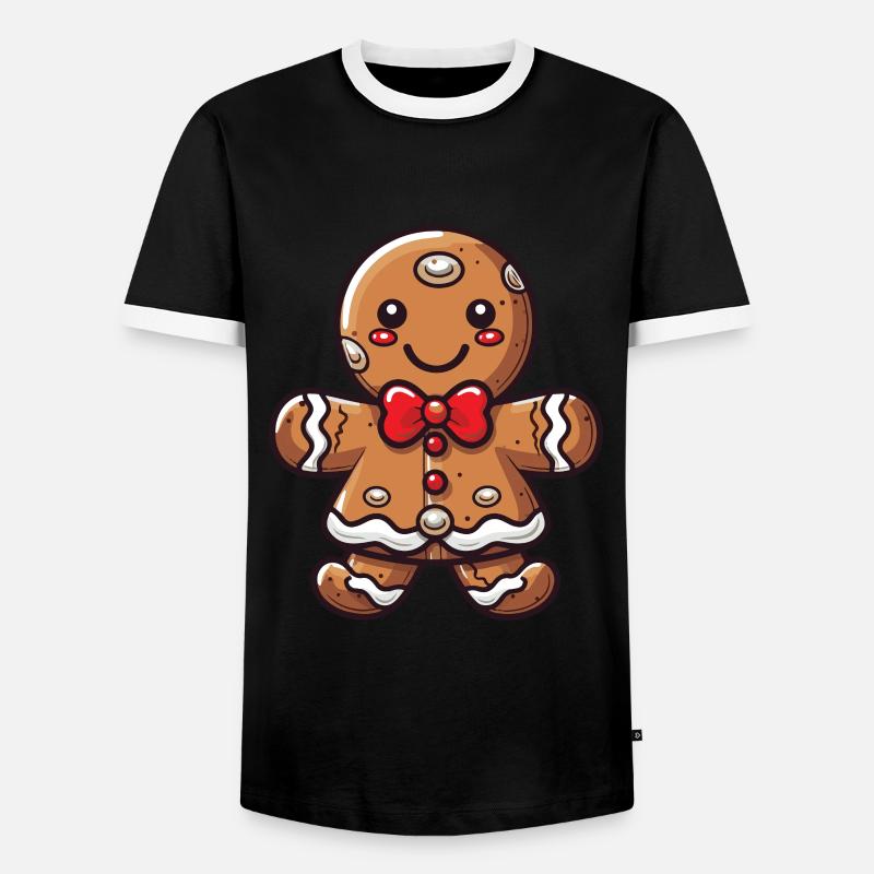 Christmas Gingerbread Baking Biscuit - Men's Ringer Shirt - black/white