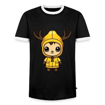 Reh Niedlich Comic Winter - Männer Kontrast-T-Shirt - Schwarz/Weiß - Vorne - AI Model Female 172 light (172cm) & AI Model Male 178 light (178cm)