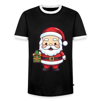 Père Noël Père Noël - T-shirt contrasté Homme - noir/blanc - Devant - AI Model Female 172 light (172cm) & AI Model Male 178 light (178cm)