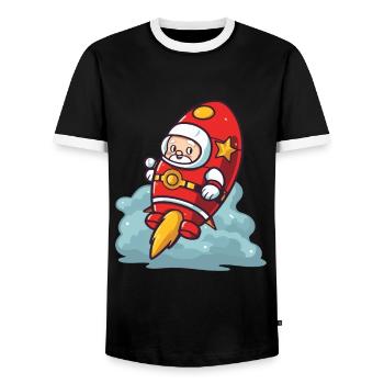 Santa Claus Rocket Santa Christmas - Men's Ringer Shirt - black/white - Front - AI Model Female 172 light (172cm) & AI Model Male 178 light (178cm)