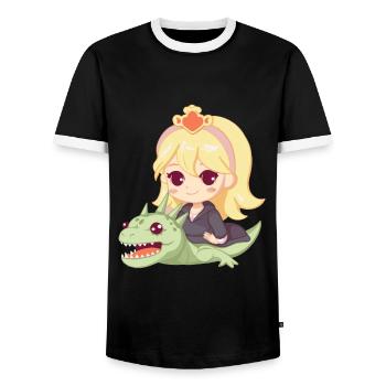 Prinzessin Drache Niedlich - Männer Kontrast-T-Shirt - Schwarz/Weiß - Vorne - AI Model Female 172 light (172cm) & AI Model Male 178 light (178cm)