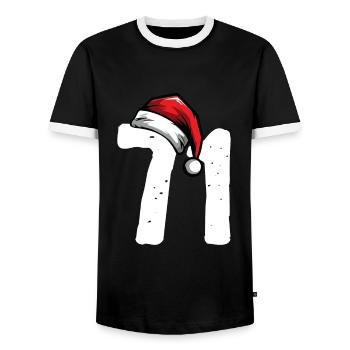 71 Numéro Noël - T-shirt contrasté Homme - noir/blanc - Devant - AI Model Female 172 light (172cm) & AI Model Male 178 light (178cm)
