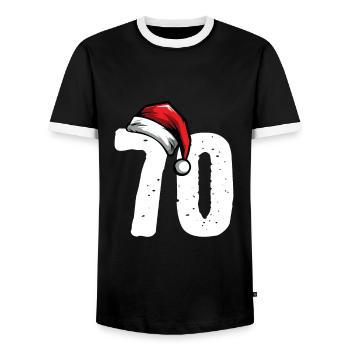 70 Number Christmas - Men's Ringer Shirt - black/white - Front - AI Model Female 172 light (172cm) & AI Model Male 178 light (178cm)