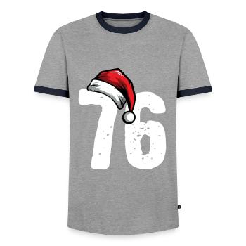 76 Zahl Weihnachten - Männer Kontrast-T-Shirt - Grau/Navy  - Vorne - AI Model Female 172 light (172cm) & AI Model Male 178 light (178cm)