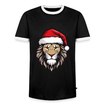 Lion Head Christmas Christmas - Men's Ringer Shirt - black/white - Front - AI Model Female 172 light (172cm) & AI Model Male 178 light (178cm)