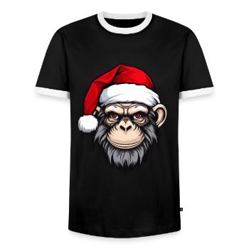 Monkey Head Christmas Christmas - Men's Ringer Shirt - black/white - Front - AI Model Female 172 light (172cm) & AI Model Male 178 light (178cm)
