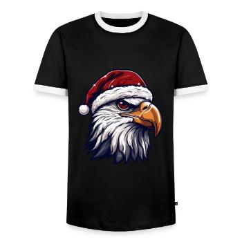 Eagle Head Christmas Christmas - Men's Ringer Shirt - black/white - Front - AI Model Female 172 light (172cm) & AI Model Male 178 light (178cm)