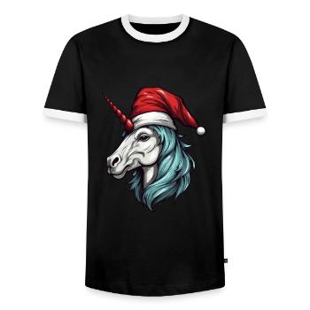 Unicorn Head Christmas Christmas - Men's Ringer Shirt - black/white - Front - AI Model Female 172 light (172cm) & AI Model Male 178 light (178cm)