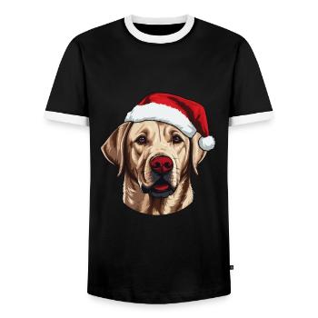 Labrador Dog Head Christmas Christmas - Men's Ringer Shirt - black/white - Front - AI Model Female 172 light (172cm) & AI Model Male 178 light (178cm)